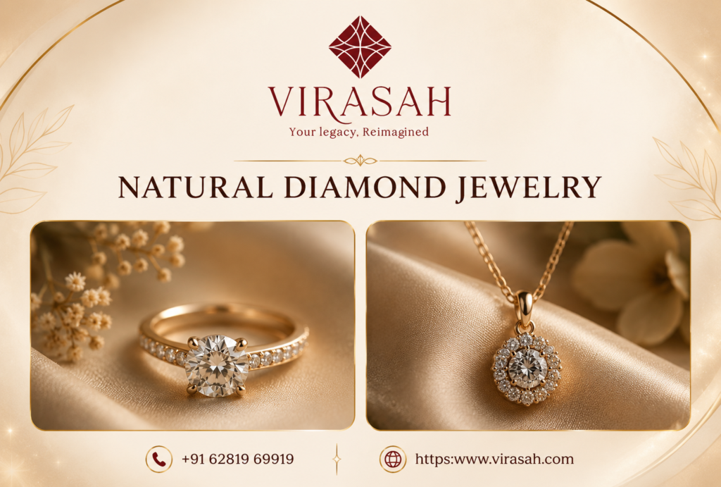 Elegant natural diamond jewelry handcrafted by Virasah featuring premium diamonds and rare gemstones