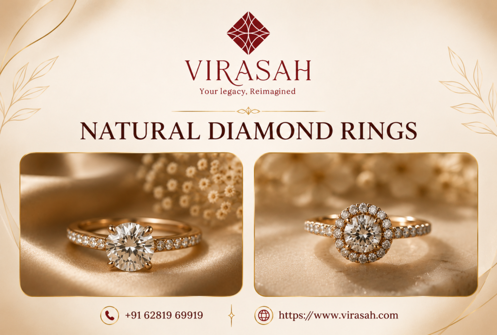 Elegant Natural Diamond Rings crafted with certified natural diamonds by Virasah