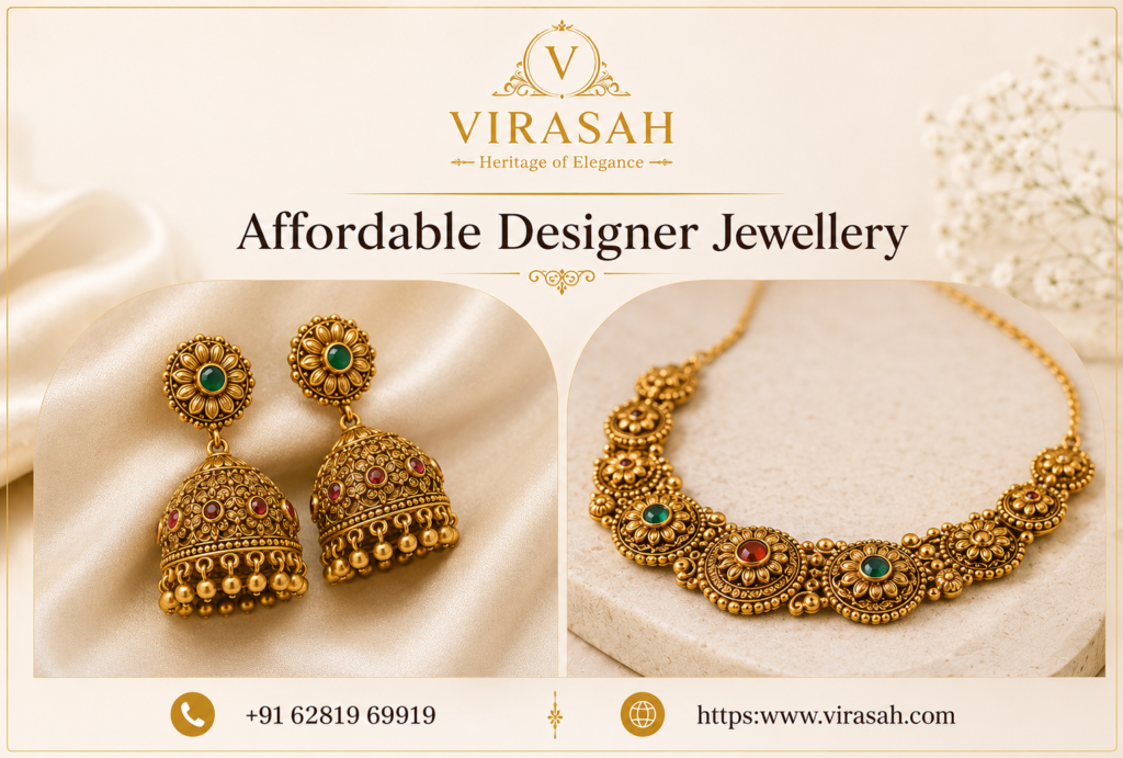 Affordable designer jewellery including earrings, necklaces, bangles and rings from Virasah