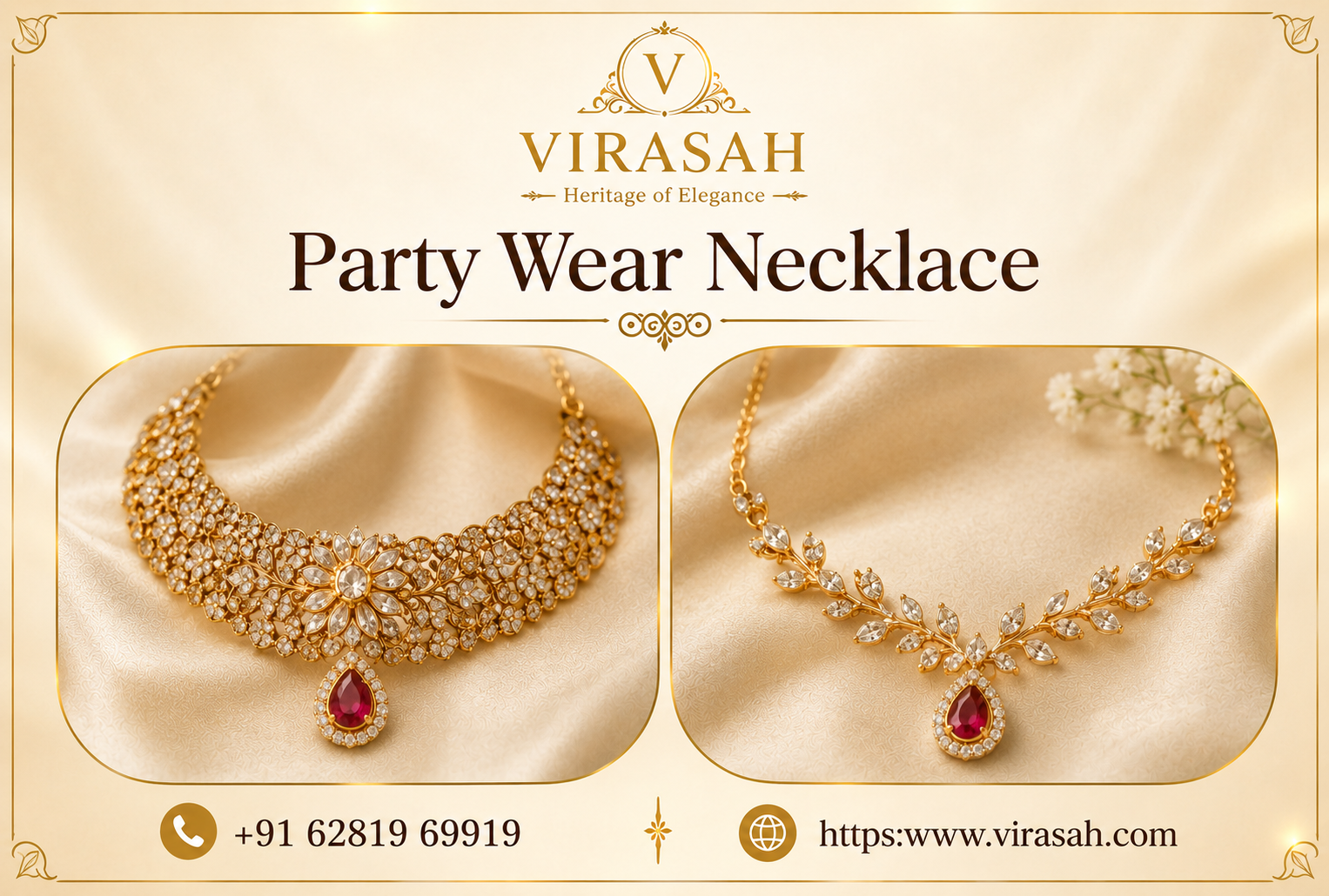 Elegant gold-tone necklace with stones for festive and evening styling