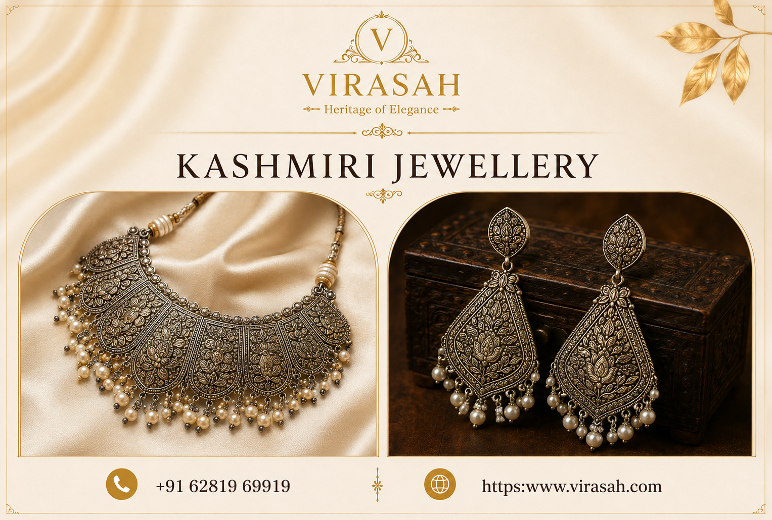 Traditional Kashmiri jewellery necklace and earrings with intricate detailing