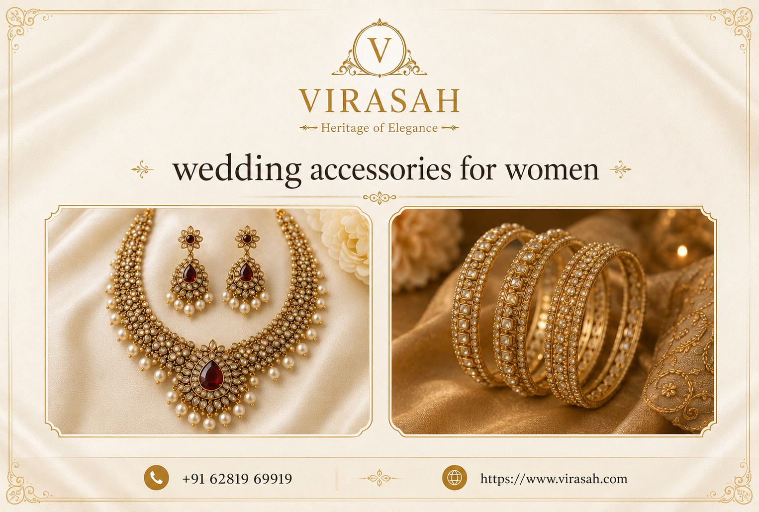 Elegant bridal jewellery and wedding accessories displayed for an Indian bride