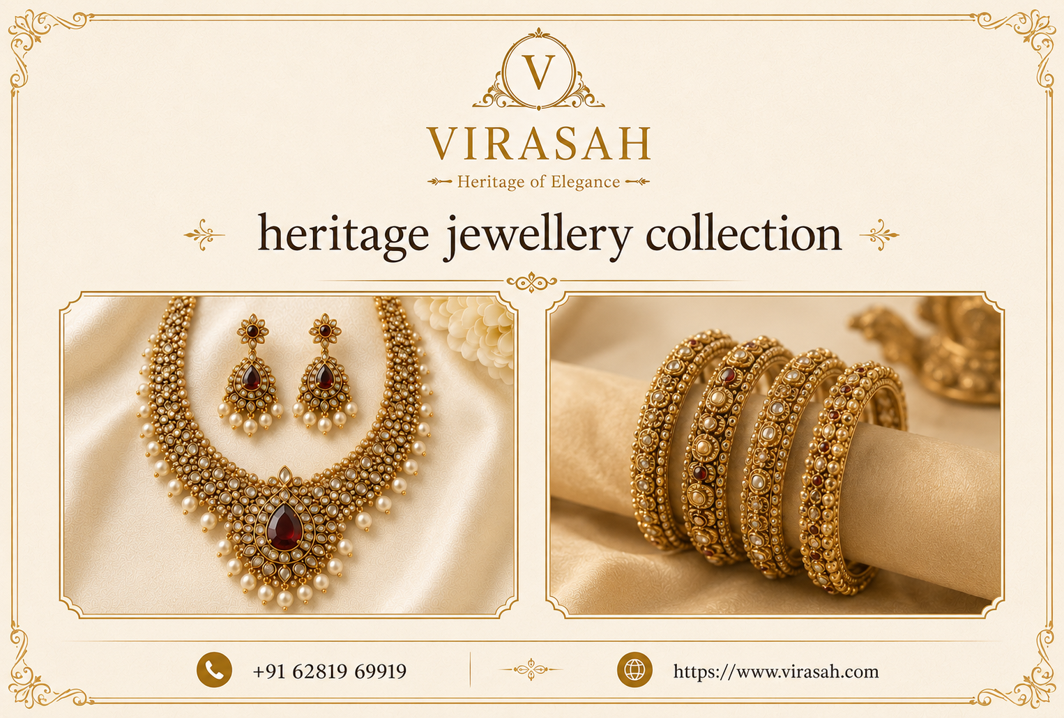 Traditional gold-tone necklace, earrings and bangles from Virasah