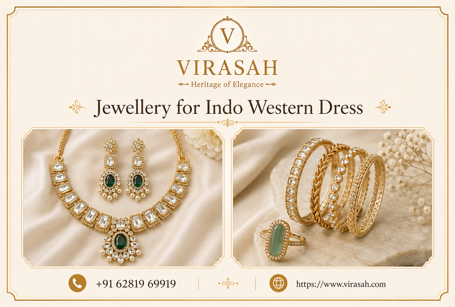 Jewellery for Indo western dress by Virasah