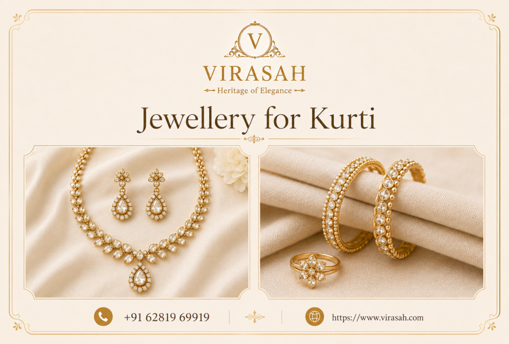 Jewellery for Kurti – Elegant Necklace, Earrings and Bangles by Virasah