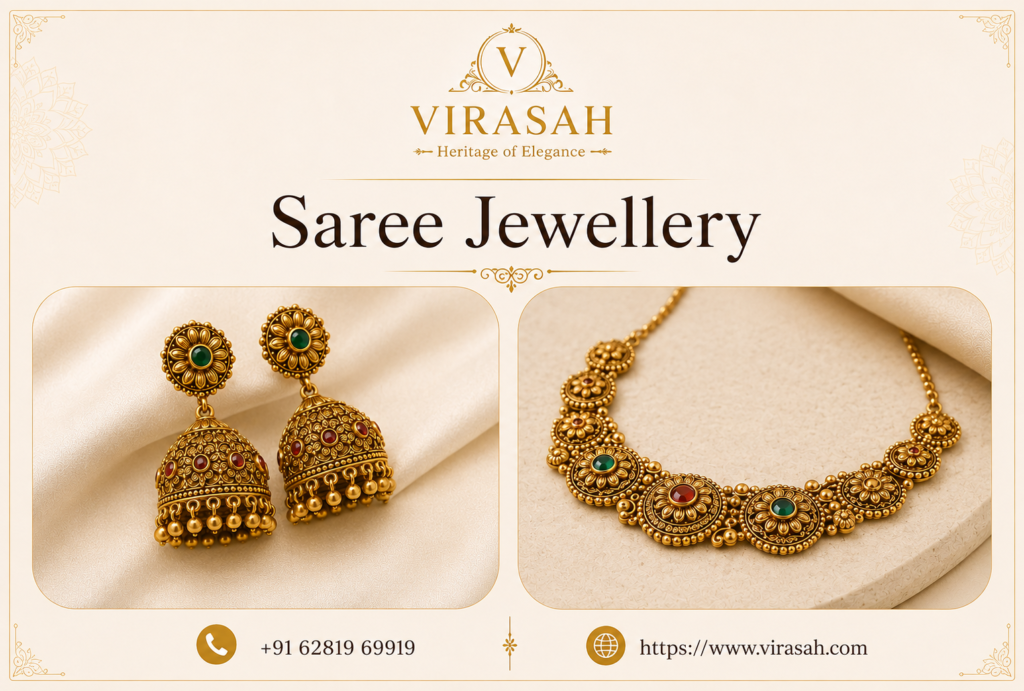 Saree jewellery necklace and earrings collection by Virasah