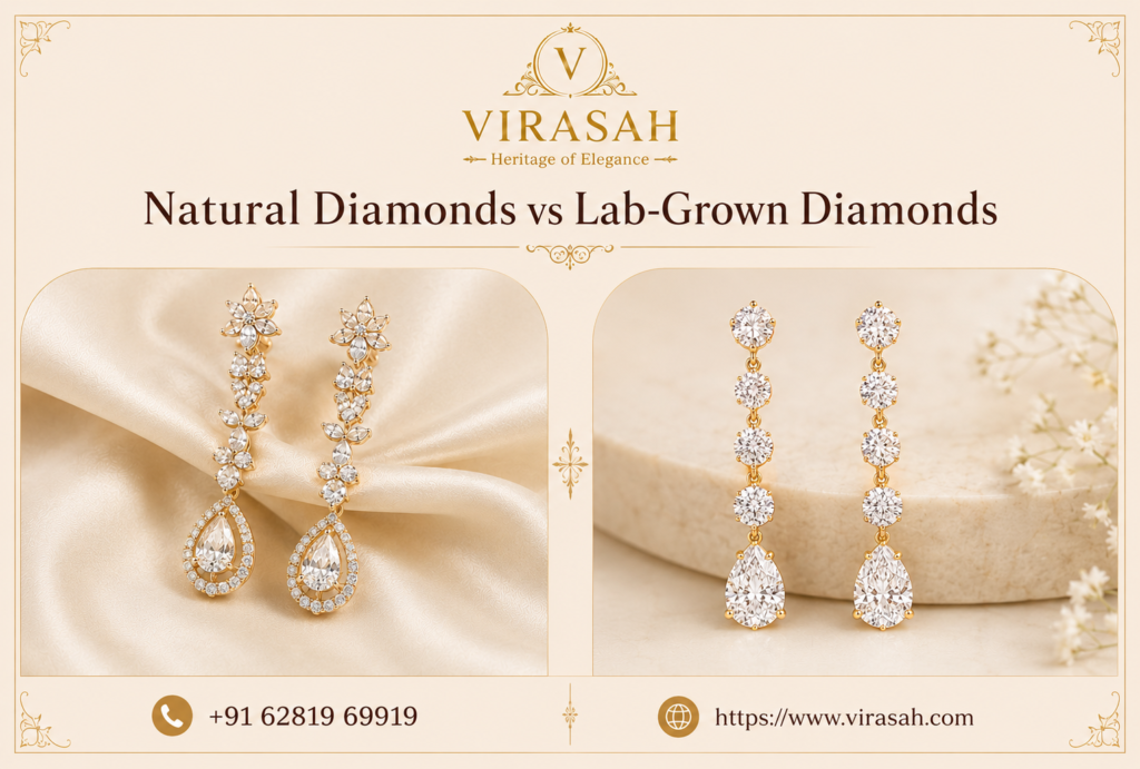 Natural Diamonds vs Lab-Grown Diamonds jewellery comparison by Virasah