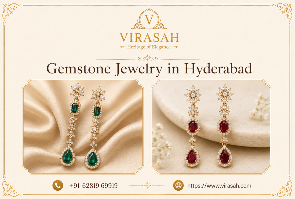 Gemstone Jewelry in Hyderabad featuring emerald ruby and sapphire jewelry