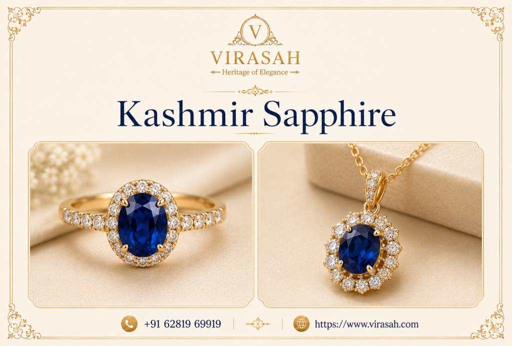 Kashmir Sapphire rare blue gemstone jewelry by Virasah