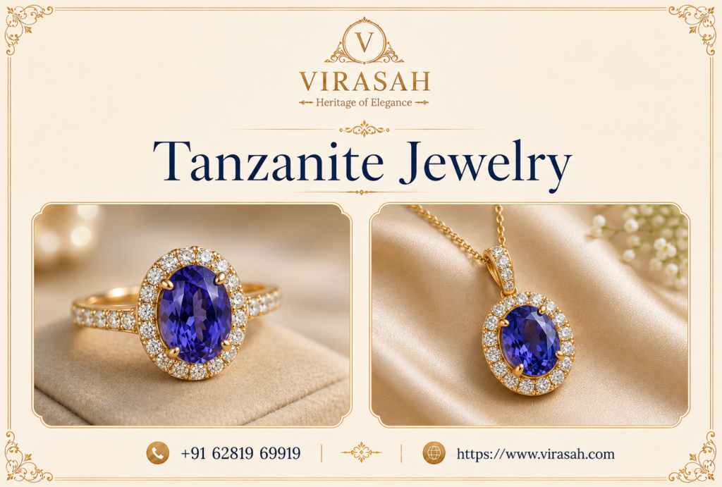 Tanzanite Jewelry ring and pendant with blue-violet gemstones