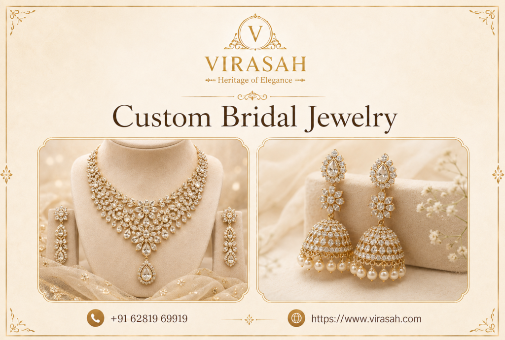 Custom Bridal Jewelry collection with elegant bridal necklace and earrings