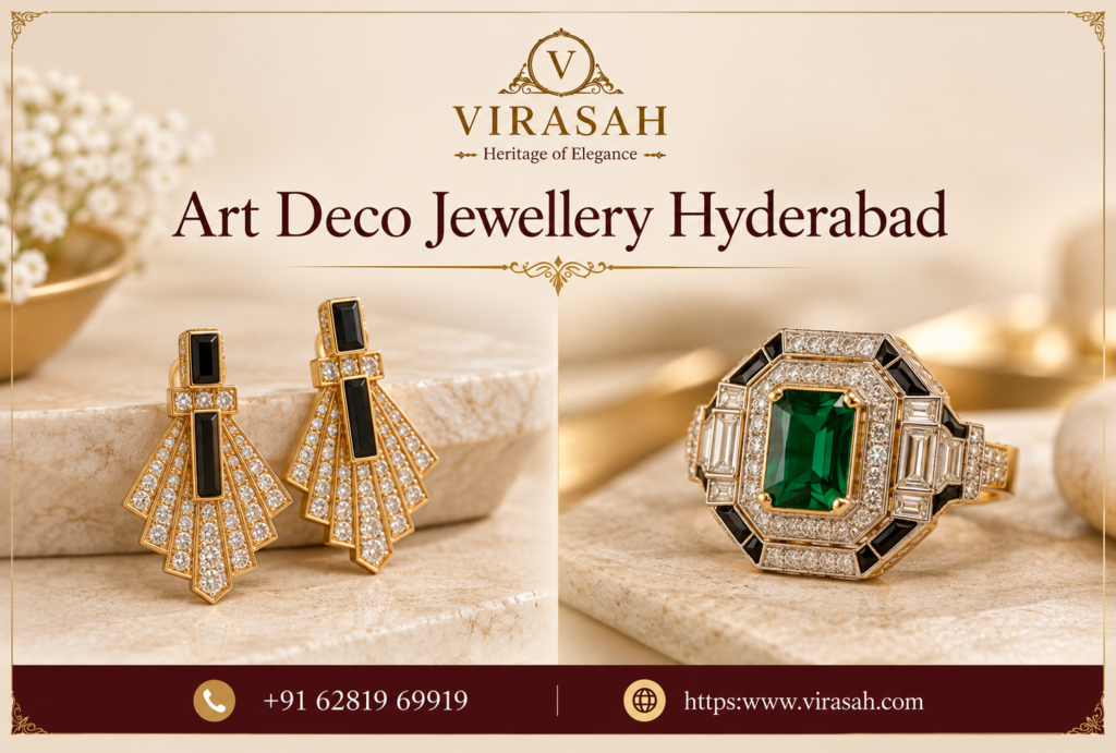 Art Deco Jewellery featuring geometric diamond, emerald, sapphire and ruby designs