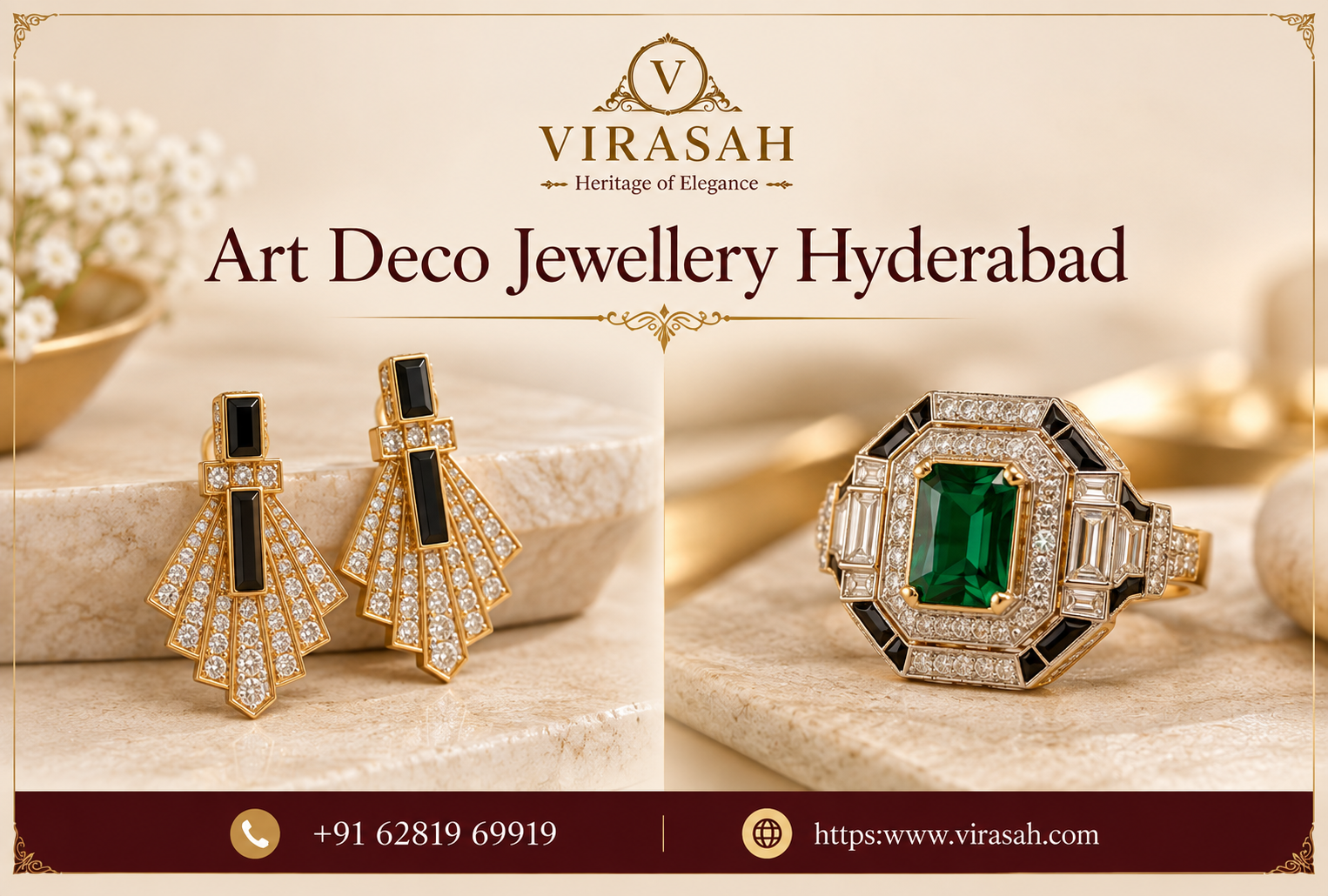 Art Deco Jewellery featuring geometric diamond and gemstone designs