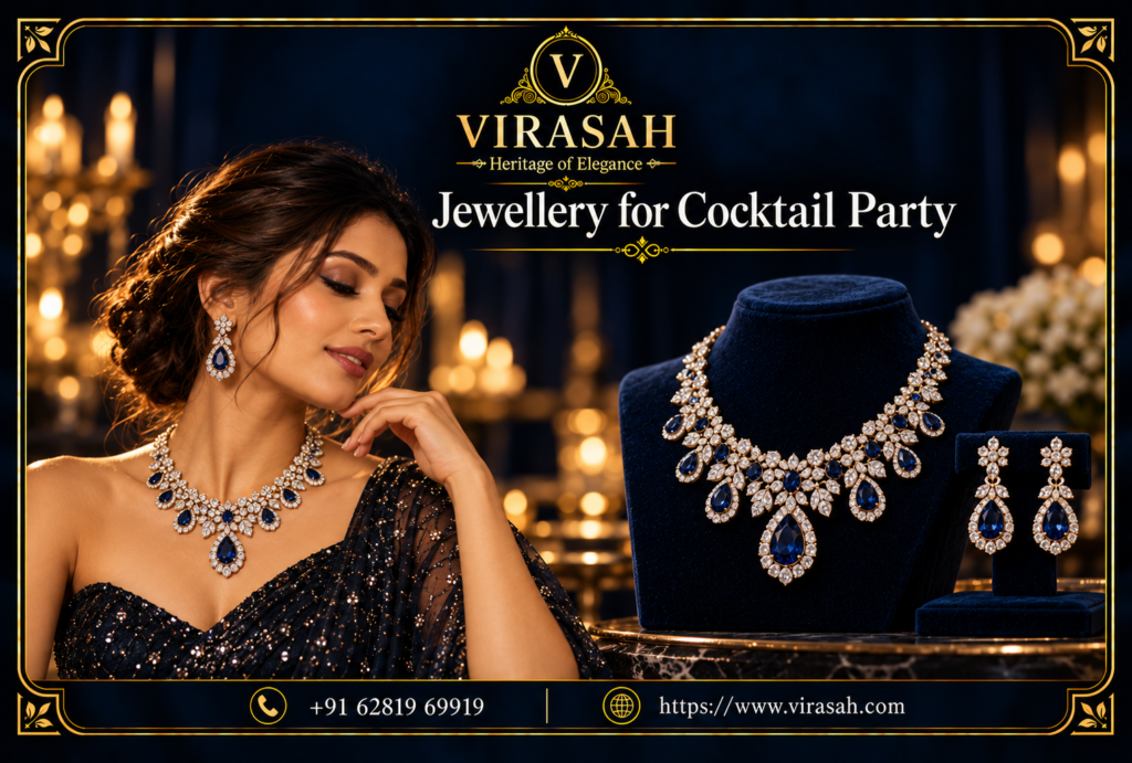 Elegant Jewellery for Cocktail Party featuring diamond, emerald, ruby and sapphire styling ideas