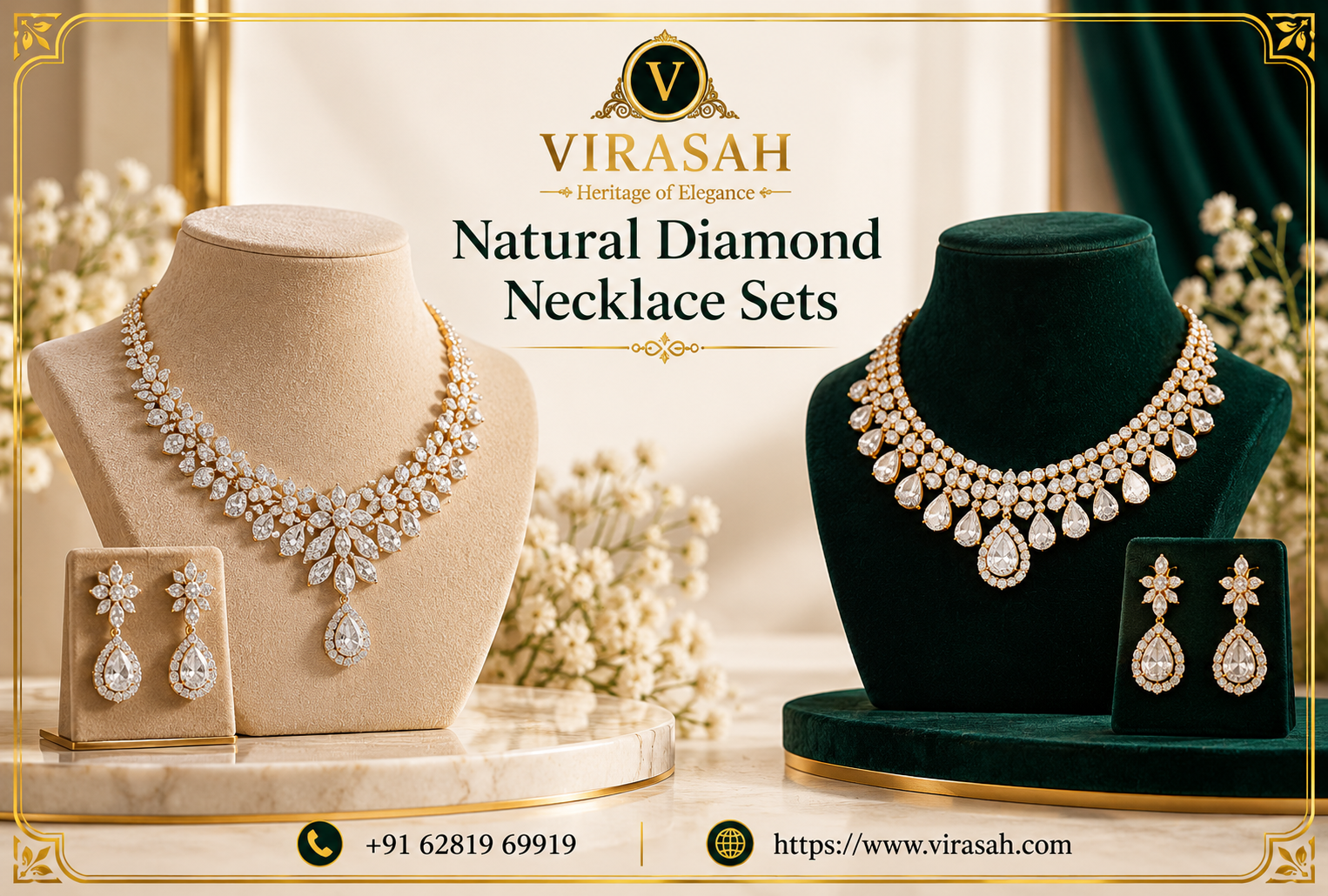 Natural Diamond Necklace Sets for weddings and special events