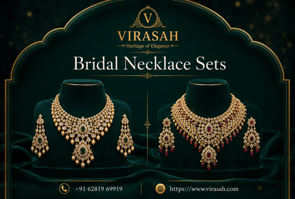 Elegant Bridal Necklace Sets for Indian brides with diamond, kundan and gemstone designs