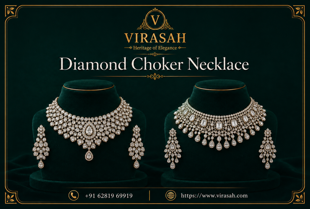 Diamond Choker Necklace designs for modern brides with elegant bridal styling