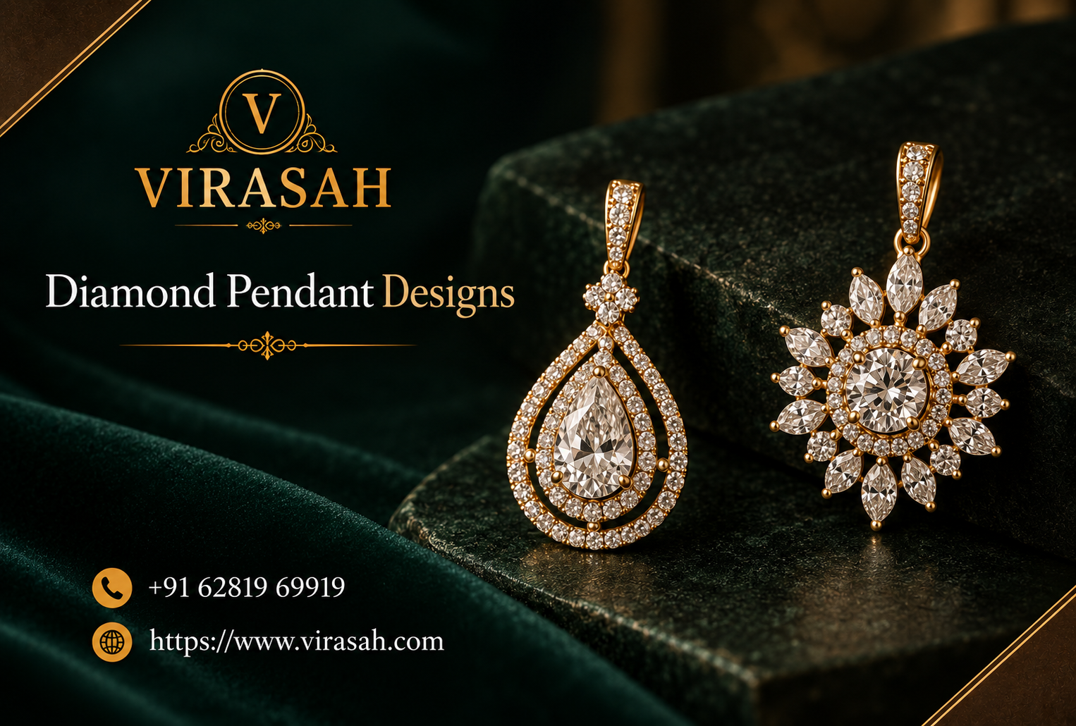 Elegant diamond pendant designs for women for daily wear, weddings and special occasions