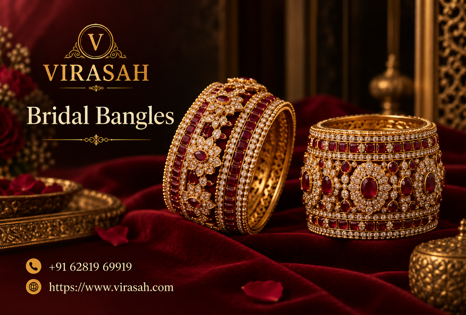 wedding bangles arranged as an elegant wedding stack with gold, diamond and gemstone details