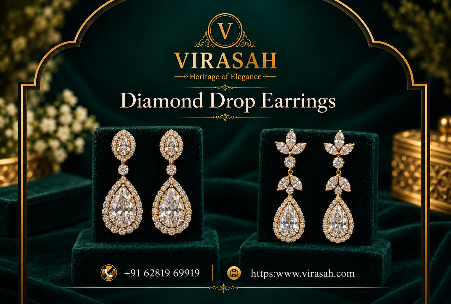 Diamond Drop Earrings for weddings and parties