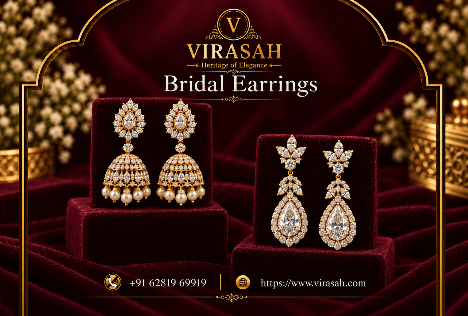 Bridal Earrings guide featuring jhumkas, chandbalis, drop earrings and diamond styles for Indian weddings