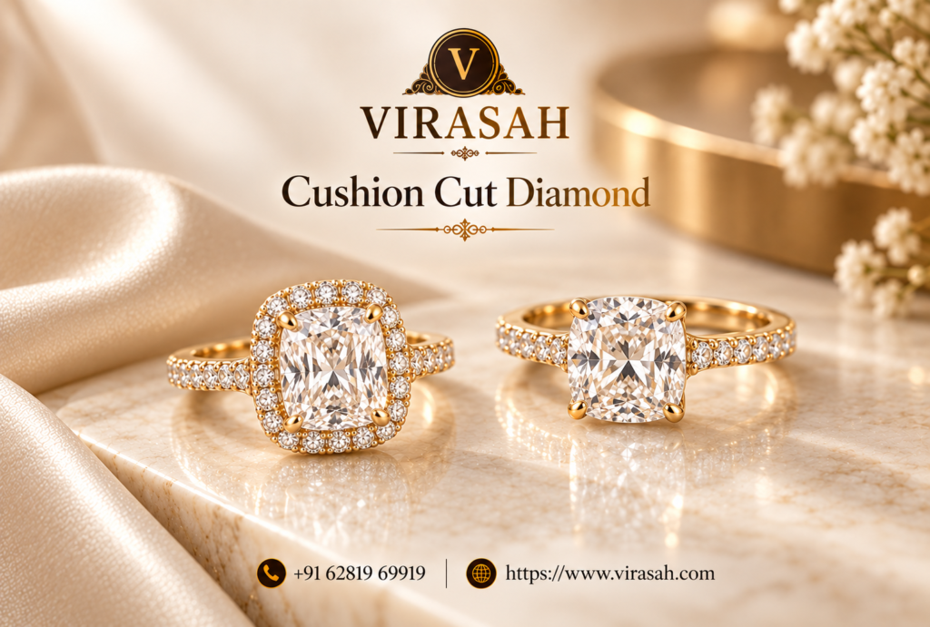 Cushion Cut Diamond guide showing shape, proportions, brilliance, and buying considerations