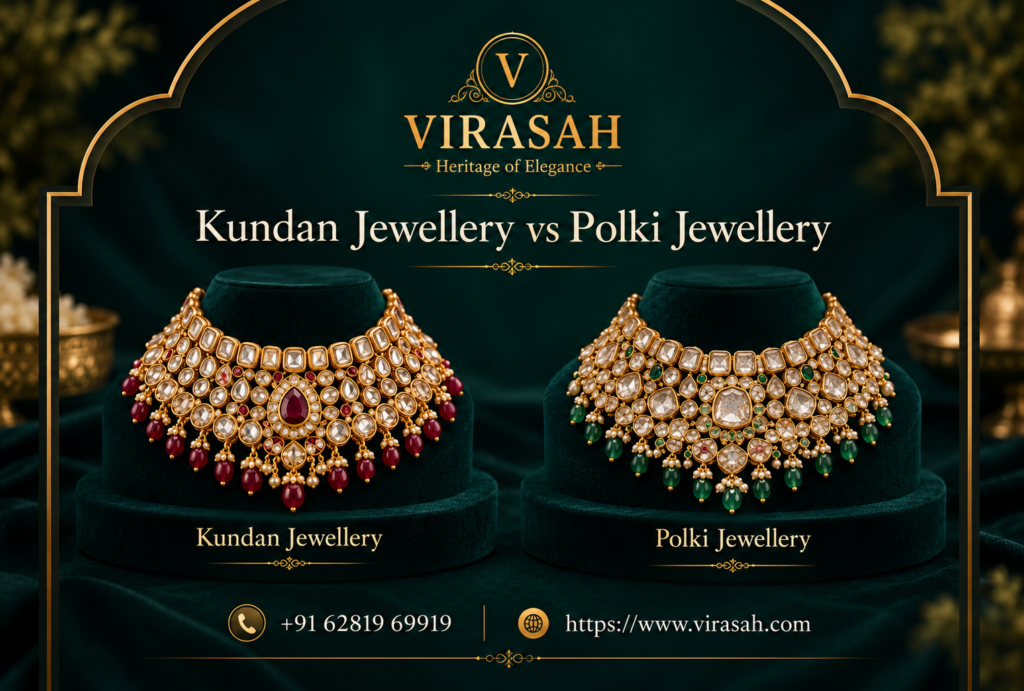 Kundan Jewellery vs Polki Jewellery comparison for Indian brides choosing wedding jewellery
