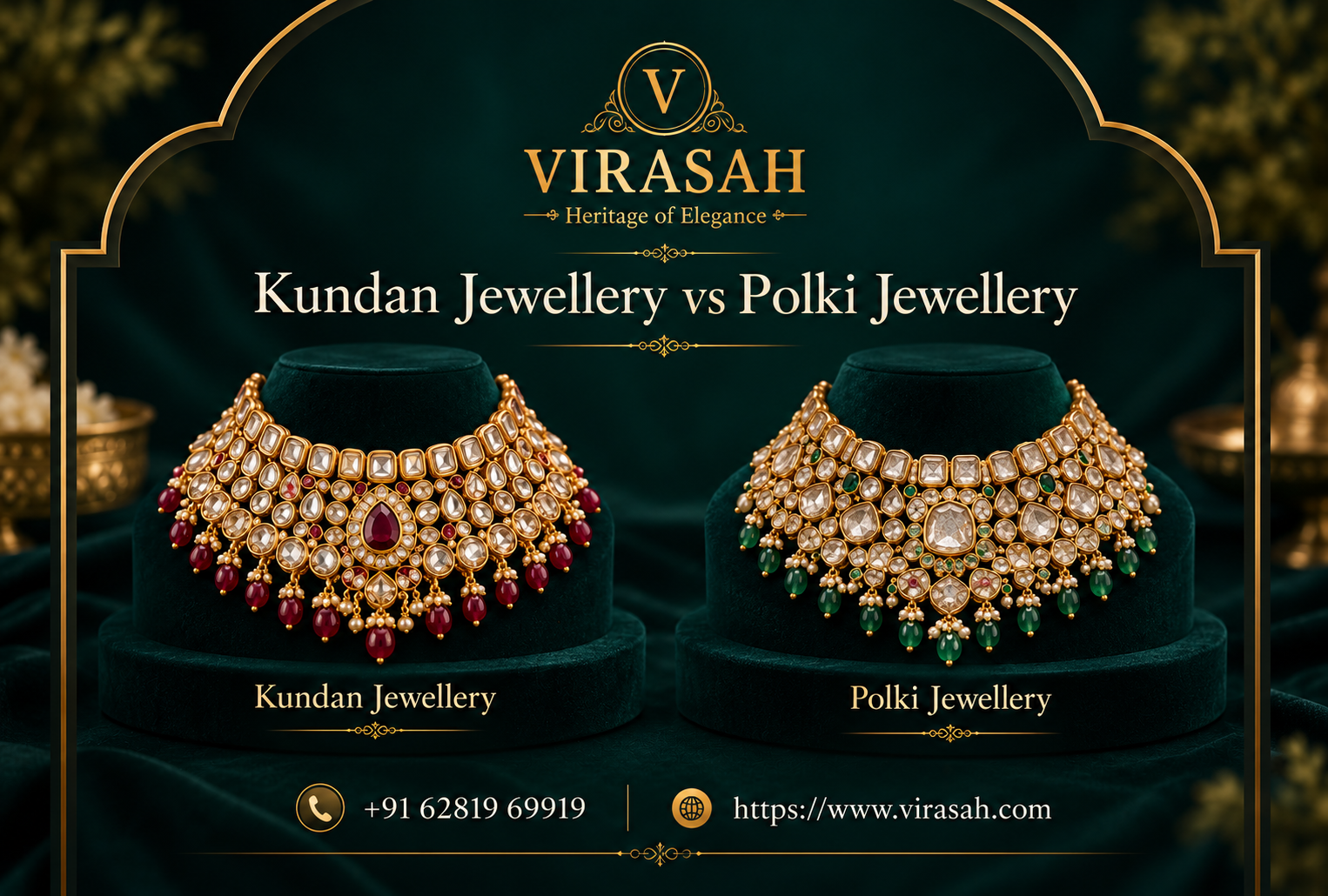 Kundan bridal jewellery compared with Polki bridal jewellery