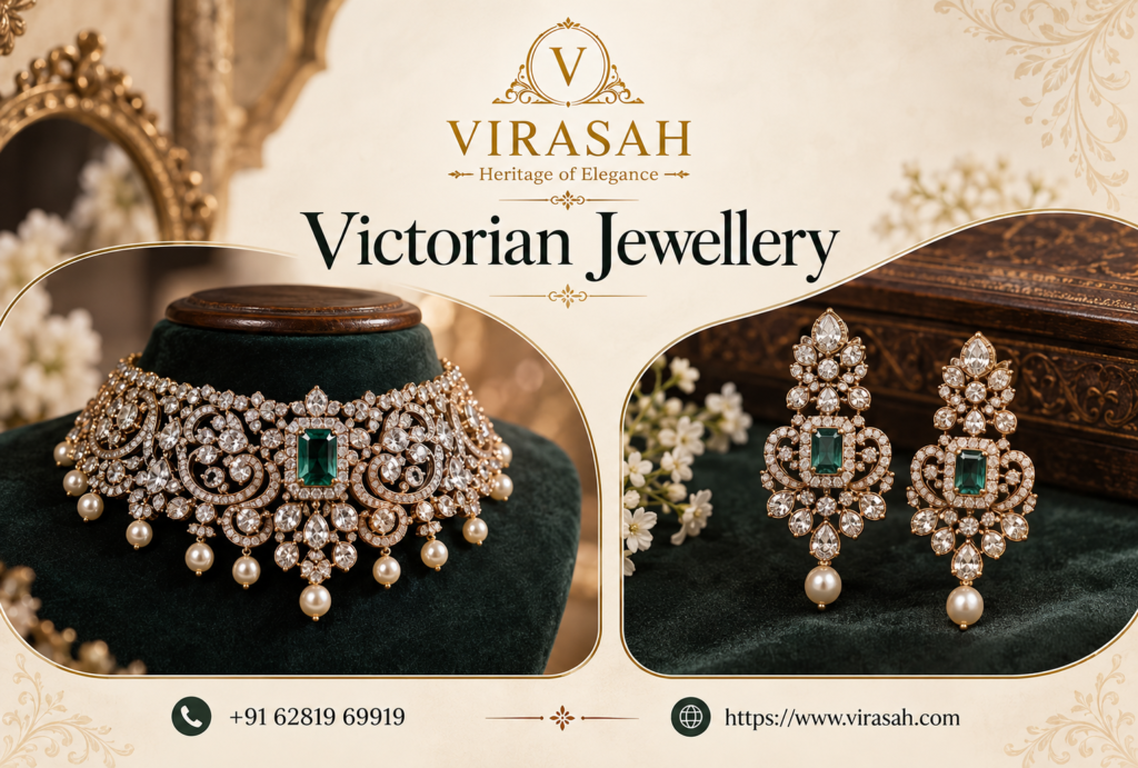 Victorian Jewellery necklace with antique-inspired gemstone and gold detailing