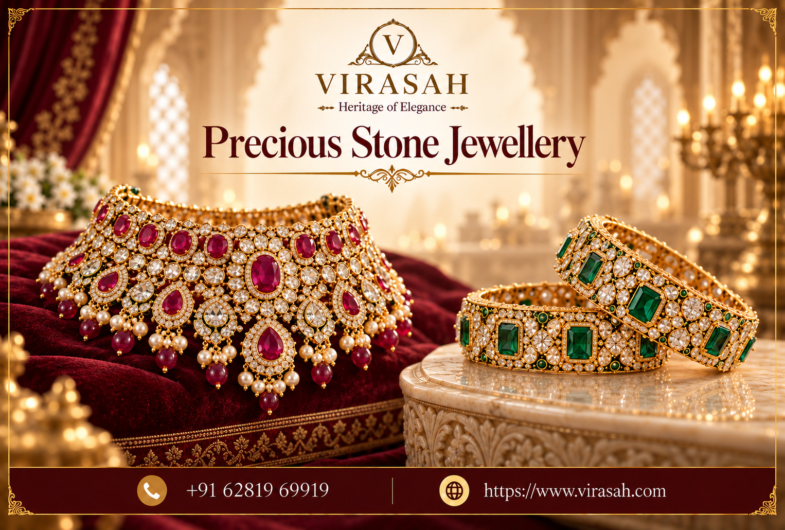Luxury precious stone jewellery collection featuring ruby sapphire emerald and diamond jewellery