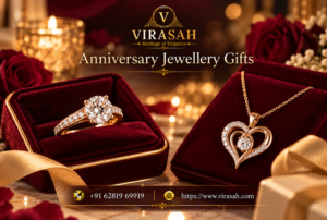 Anniversary Jewellery Gifts featuring elegant diamond rings, ruby necklaces, sapphire earrings and luxury gemstone jewellery by Virasah