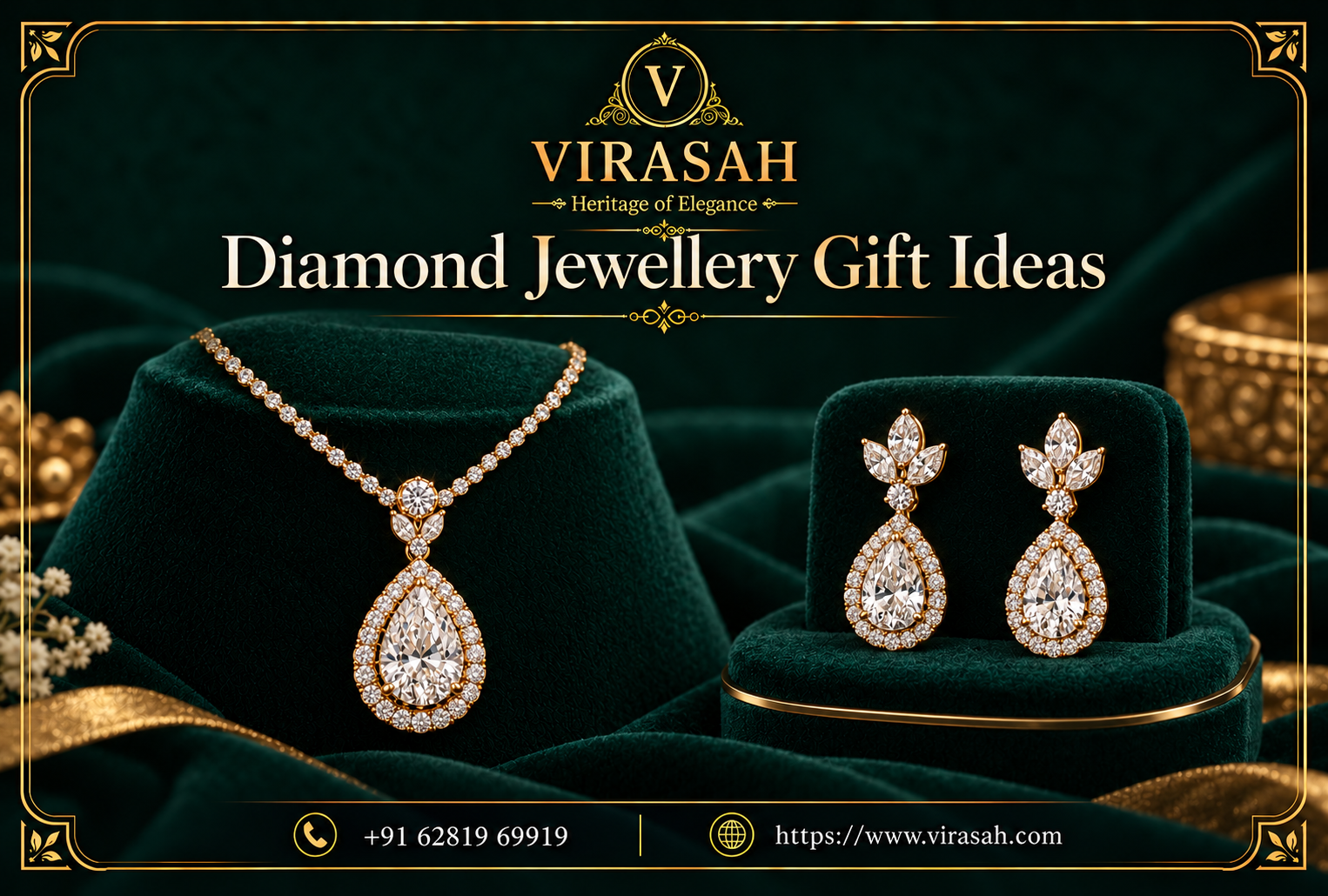 Diamond Jewellery Gift Ideas for Women featuring elegant diamond necklaces, earrings, bracelets and rings